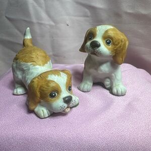 Home Interiors Brown and White Puppy Decor Accents